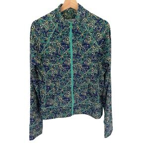 Threads 4 Thought Paisley Green Blue Full Zip Jacket Athletic Activewear Sz L
